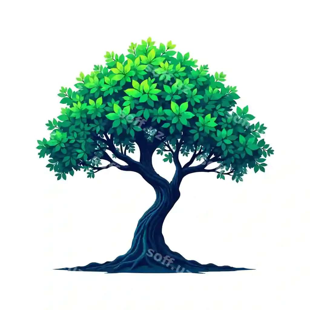 Chizilgan daraxt, uning ichida "daraxt" so'zi. | Drawing tree with word tree it 2