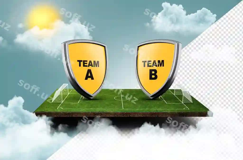 Stadiondagi futbol maydoni 3D banner konsepsiyasi versus ekrani | Versus vs screen banner soccer concept football field stadium 3d
