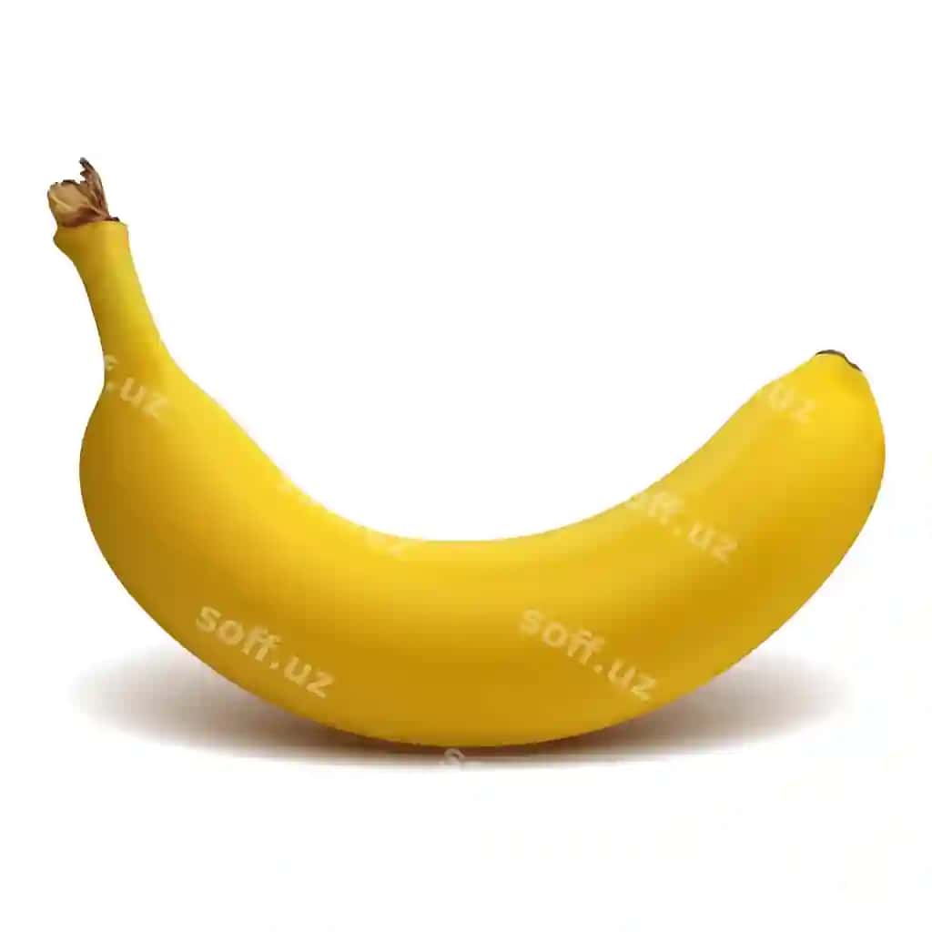 O'rgigan sariq banan ajraltirilgan oq fonda soya bilan | Ripe yellow banana isolated white background with shadow