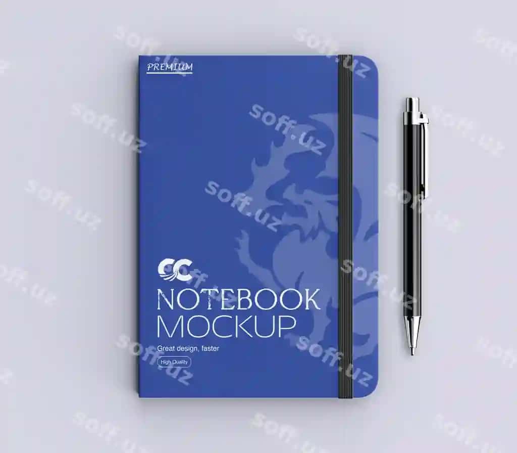 Qalamli daftar maketi | Notebook with pen mockup