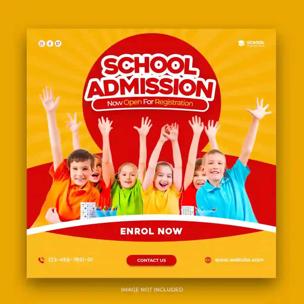 Maktabga kirish uchun ijtimoiy media post kvadrat banner shabloni | School admission social media post square banner template
