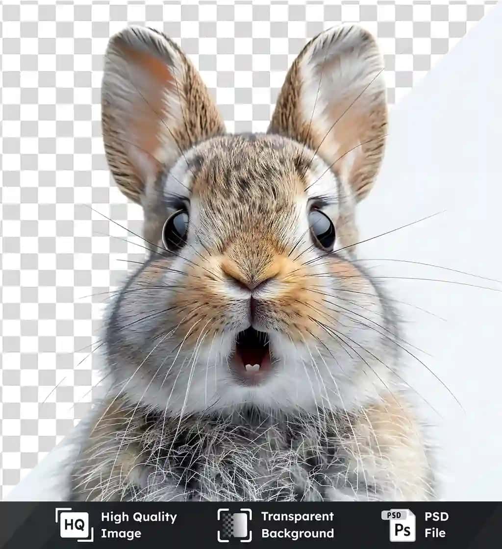 Yoqimli quyon quyonning hayratlanarli ifodasi shaffof png | Adorable bunny rabbit shows surprised expression transparent png