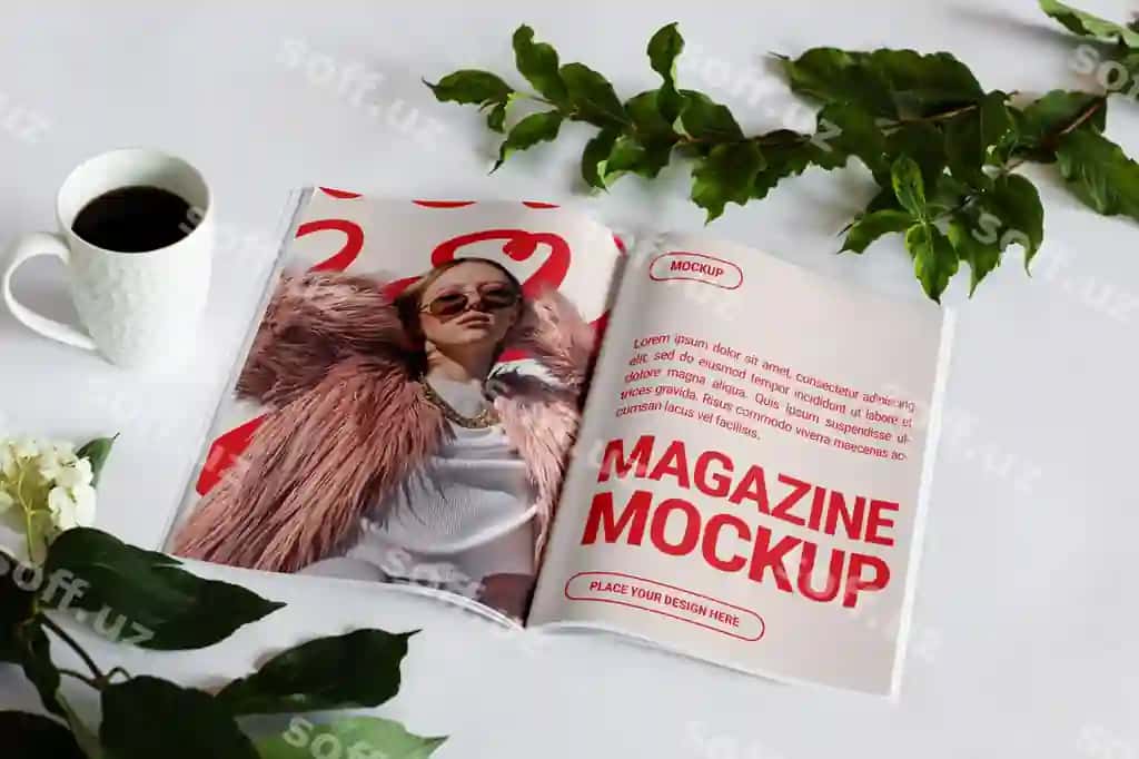 Zımba bilan yopiladigan jurnal maketi | Magazine mockup with staple closure
