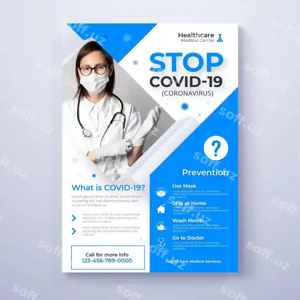 Koronavirus haqida ma'lumot beruvchi varaqalar shabloni | Informative coronavirus flyer template