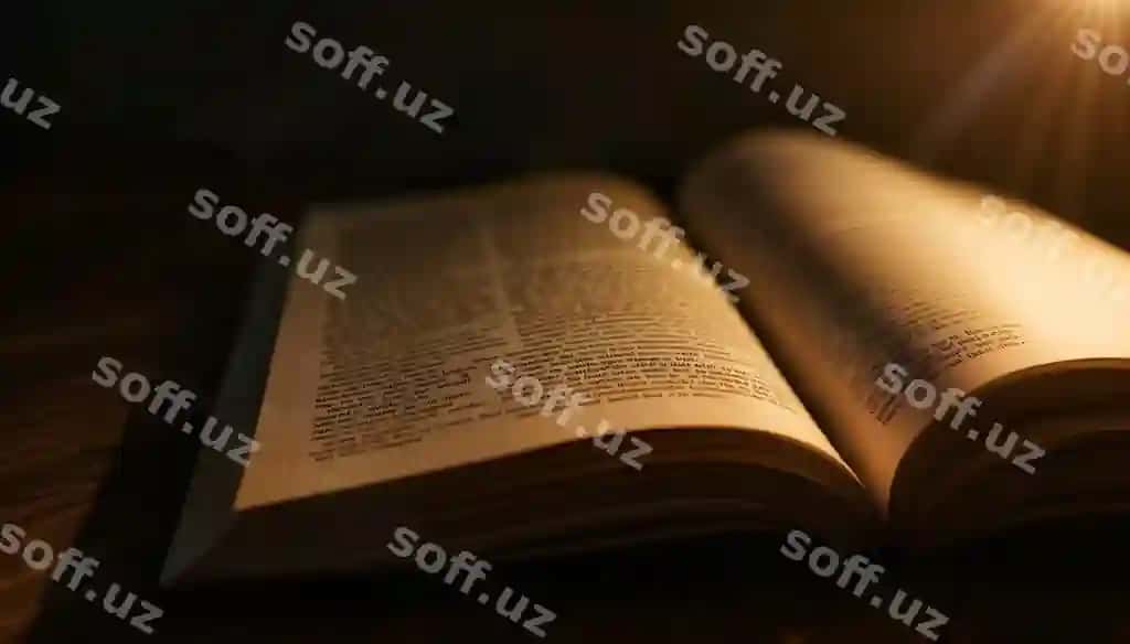 Yorqin ochiq kitob yorqin nuri bilan varaqalari yorqin | Illuminated open book with light beam shining pages