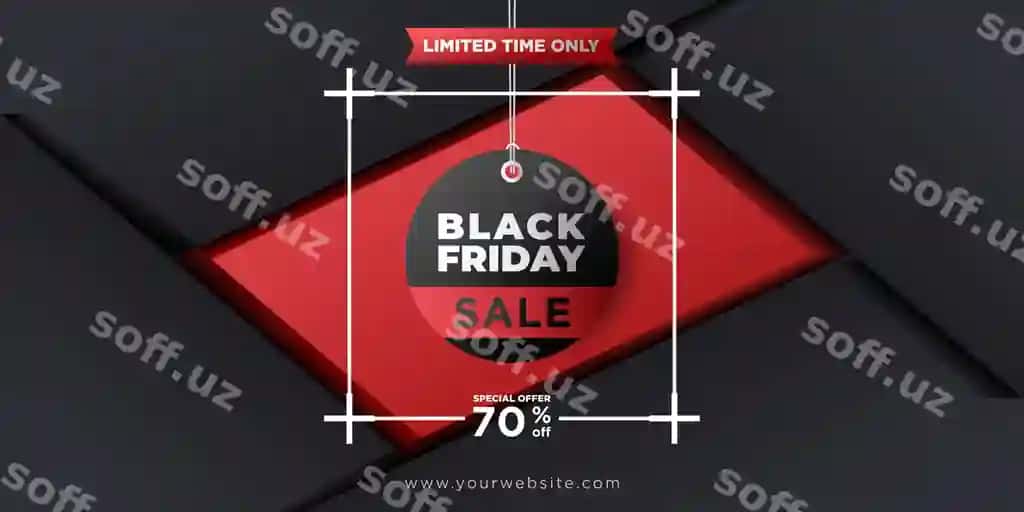 Qora juma fonida osilgan yorliq | Black friday background with hang tag
