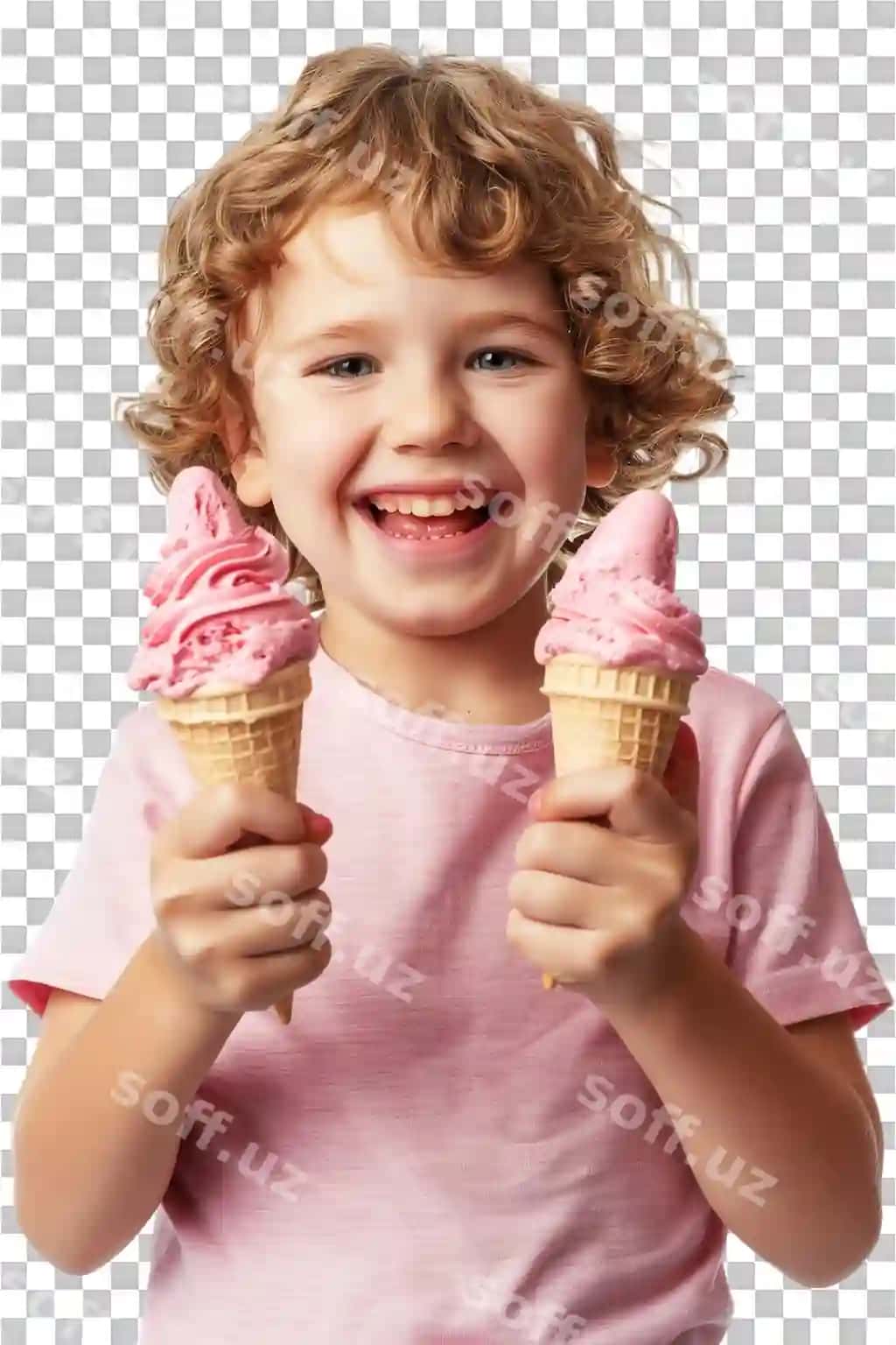 Baxtli bola muvaqaa bilan boshini koʻtarish yolgʻiz shaffof orqa fonda | Happy kid with ice cream giving thumbs up alone against transparent