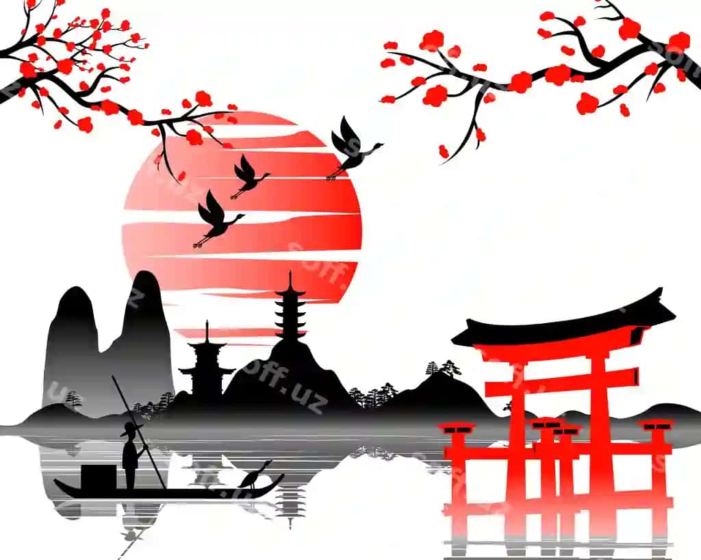 Qadimgi dizayndagi yapon san'ati, Torii darvozasi, go'zal tabiat, yaponiya | Japanese art with ancient design torii gate beautiful nature japan