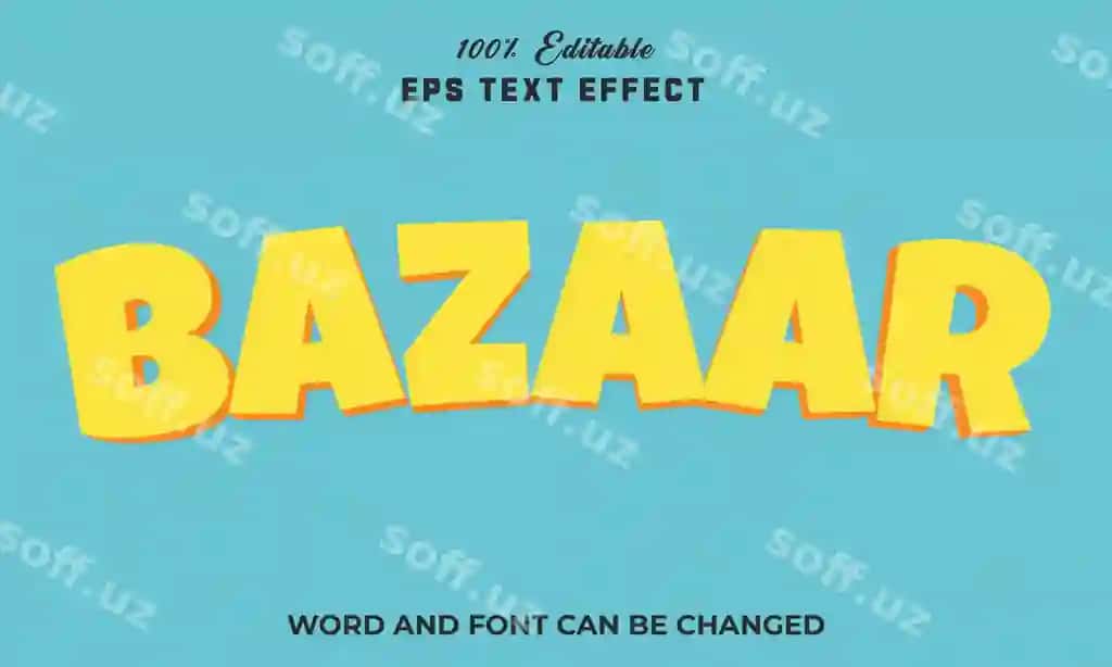 Bazaar tahrirlanadigan 3D matn effekti uslubidagi premium | Bazaar editable 3d text effect style premium