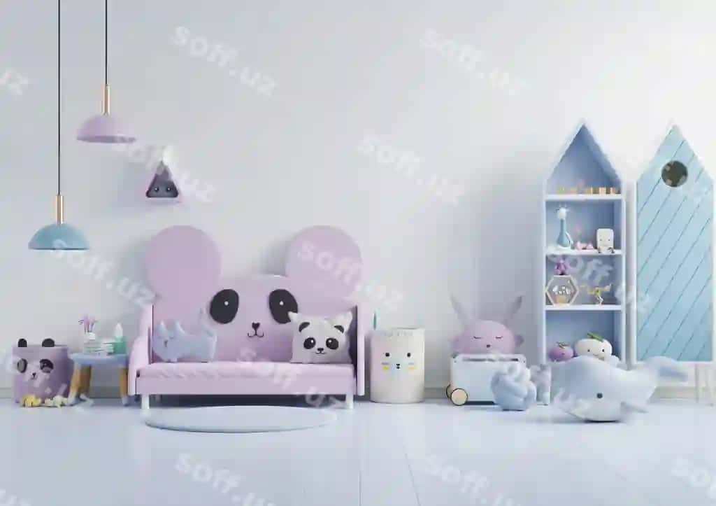 Namuna devor bolalar xonasi devor oq ranglar fon | Mockup wall children s room wall white colors background