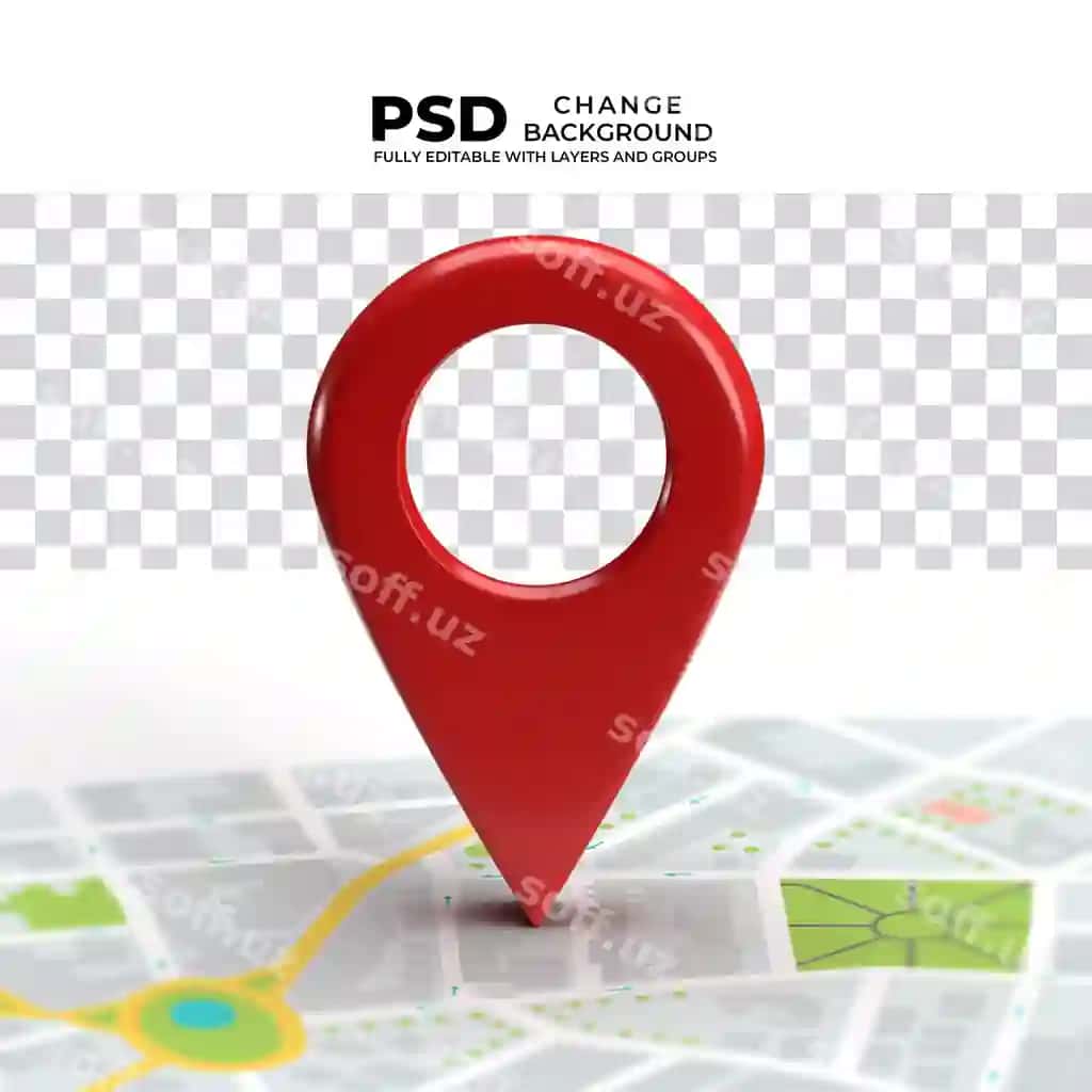Psd 3D joylashuv belgisi GPS xaritasi | Psd 3d location icon gps map