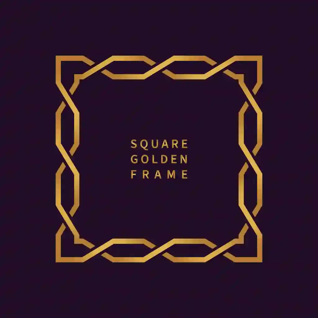 Oltin kvadrat ramka vektor tasviri | Golden square frame vector illustration