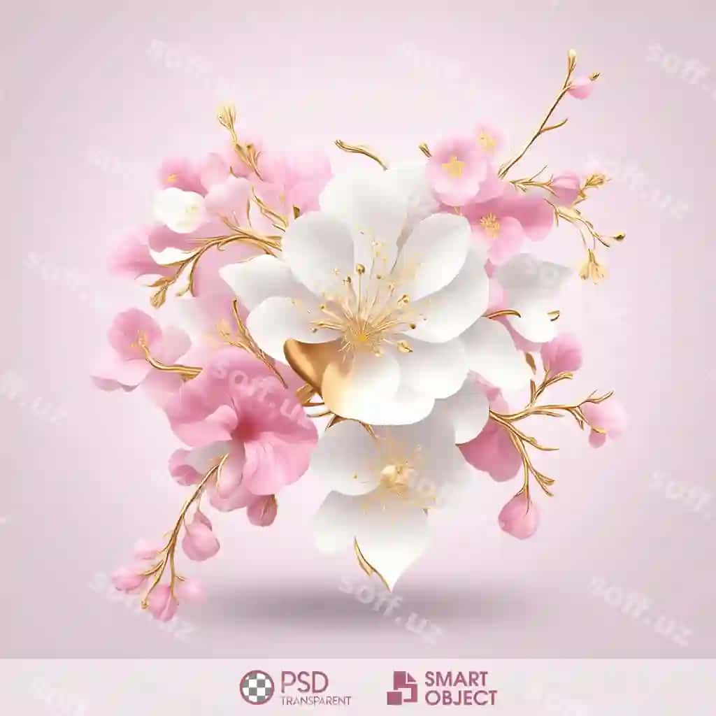 Psd olcha guli shaffof fonda | Psd cherry blossom transparent background