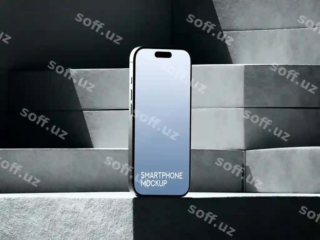 Smartfon maketi zamonaviy beton fon | Smartphone mockup modern concrete background