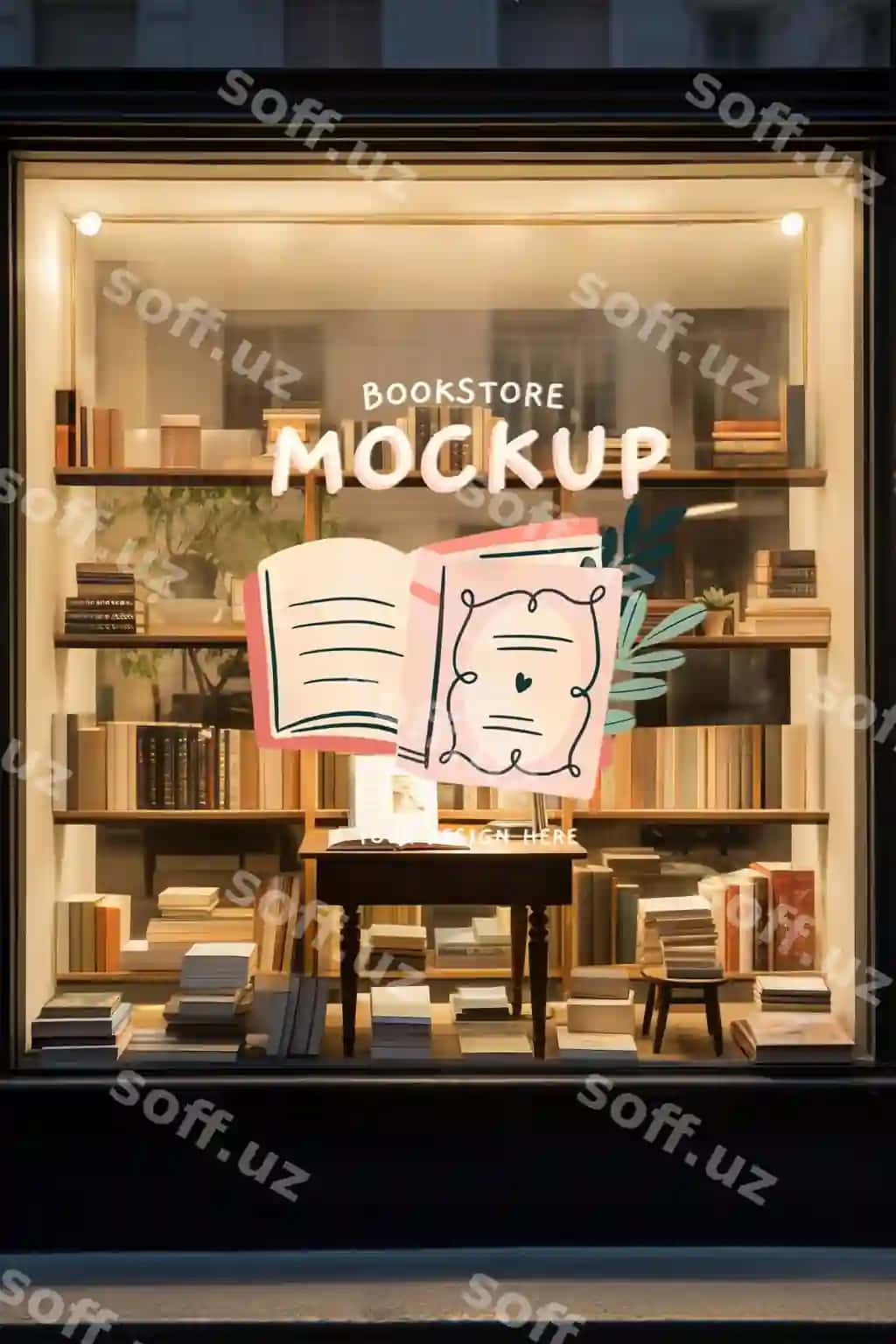 Do'konligi do'stlik dizayni mockup | Bookshop store mockup design