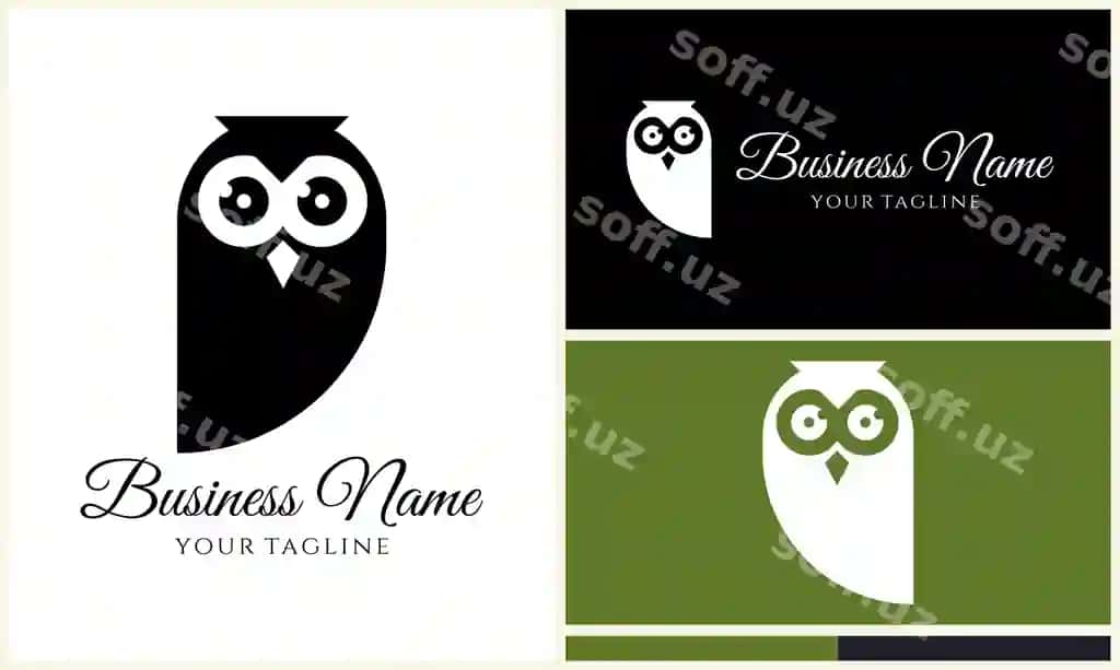 Siluet boyo'g'li qush logotipi shabloni | Silhouette owl bird logo template
