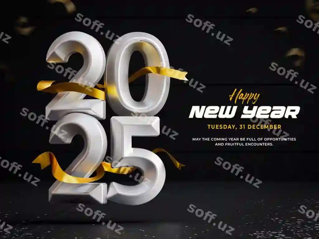 Yangi yil bilan 2025 3d baner dizayn shabloni | Happy new year 2025 3d banner design template