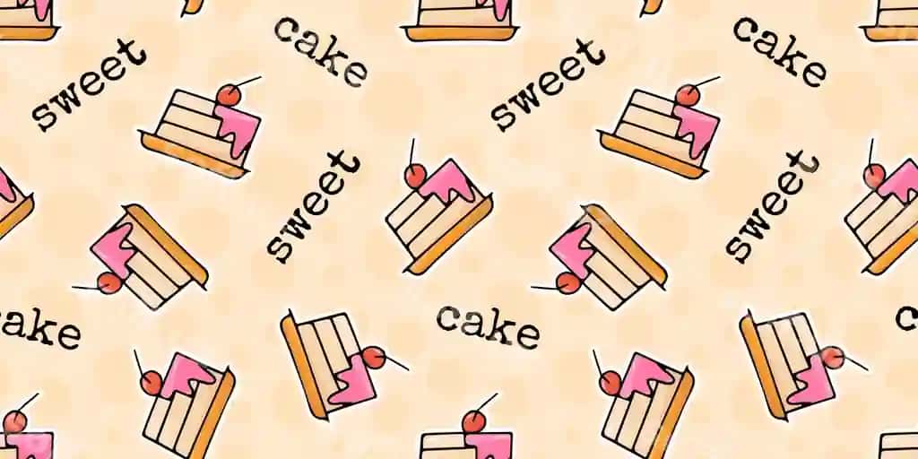 Shirinliklar bilan chiroyli, choksiz naqshli tortlar vektorli choksiz | Cute seamless pattern with sweets print with cakes vector seamless