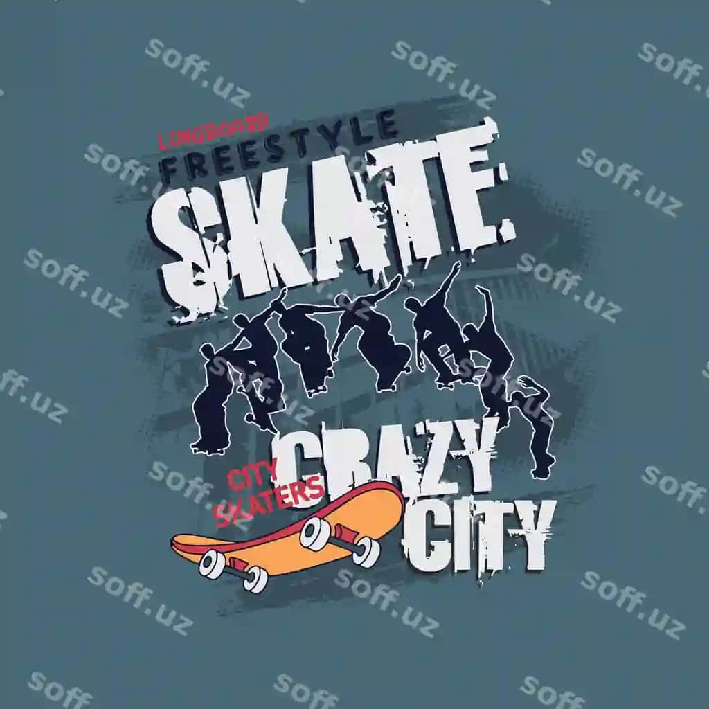 Skaytboard tipografiya T-shirt grafikalar vektorlar | Skateboard typography tshirt graphics vectors
