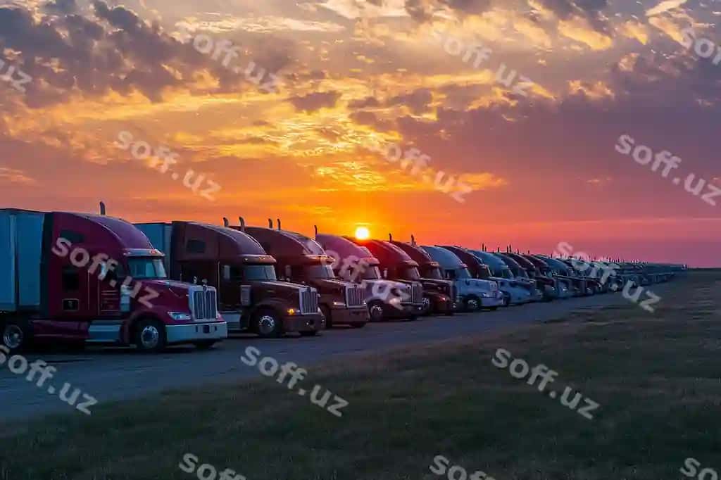 Qizil yuk avtomobilini yangi old front degan yozuvchi pryeskontli traktyor | Red truck with trailer that says new front