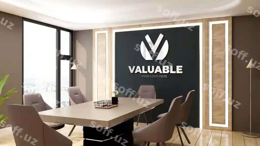 Haqiqiy logotip namunasi farovonlik janob xonasi | Realistic logo mockup luxury meeting room