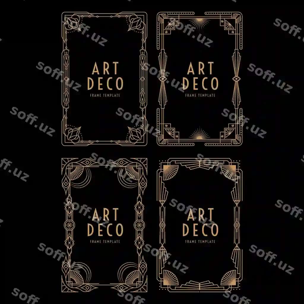 Art Deko portret ramka illustratsiyasi | Art deco portrait frame illustration