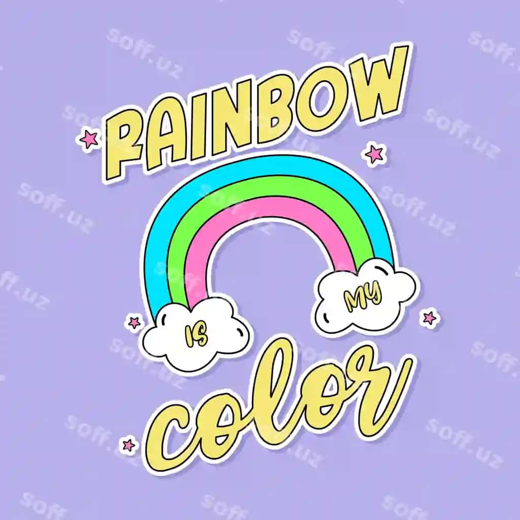Rainbow - bu mening rangli shiori bosma futbolkalarim | Rainbow is my color slogan print tshirts