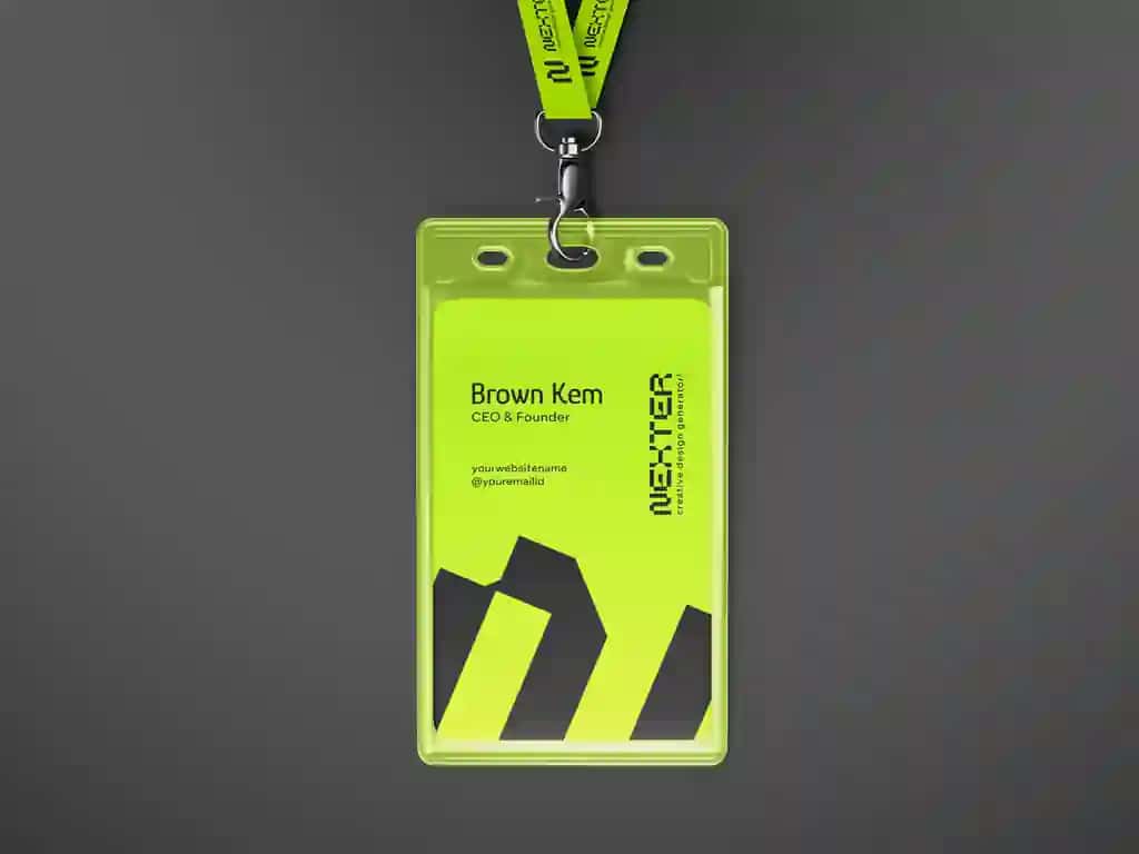 Bog'ichli brending maketi bilan vertikal identifikatsiya kartasi | Vertical id card with lanyards branding mockup