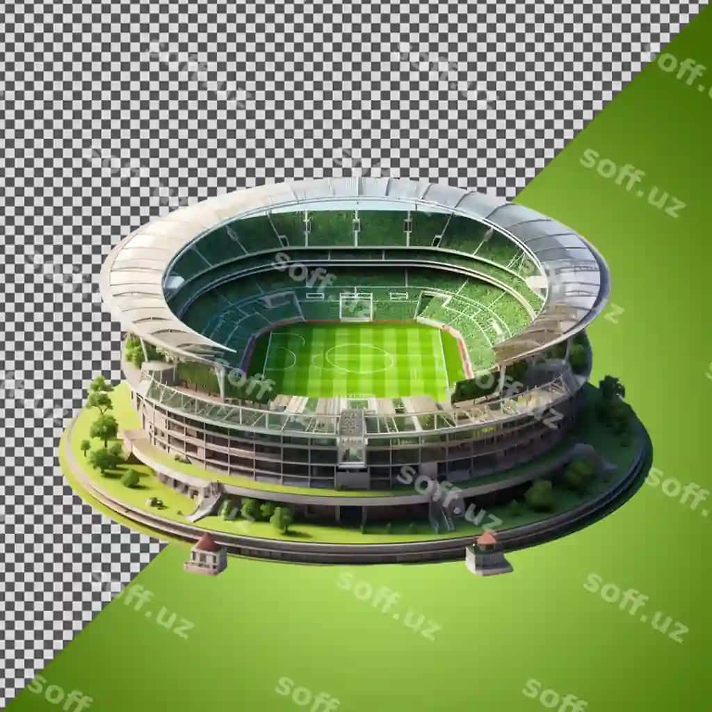 Png psd 3d futbol stadioni izolyatsiya qilingan shaffof fon | Png psd 3d football stadium isolated transparent background