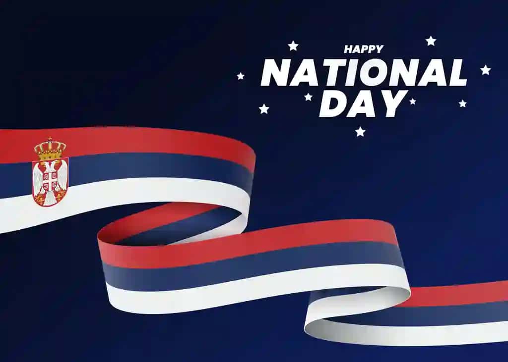 Serbiya bayrog'i dizayni milliy mustaqillik kuni banneri tahrirlanadigan matn | Serbia flag design national independence day banner editable text