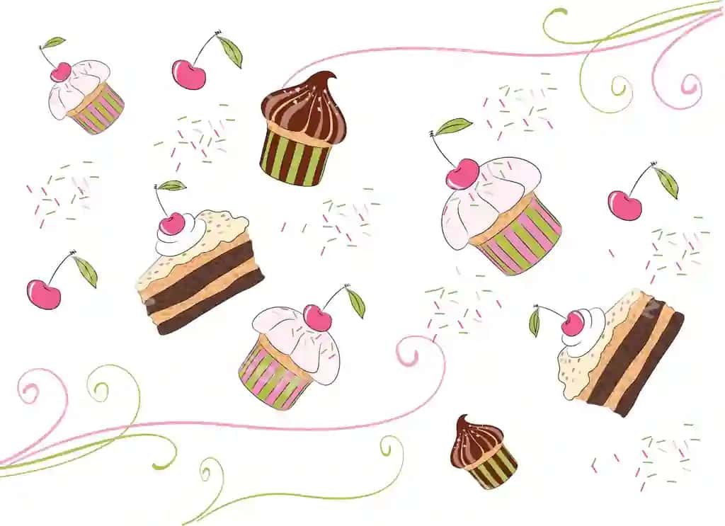 Illustratsiyalar shokoladli tortlar bilan cherri | Illustrations chocolate cakes with cherry