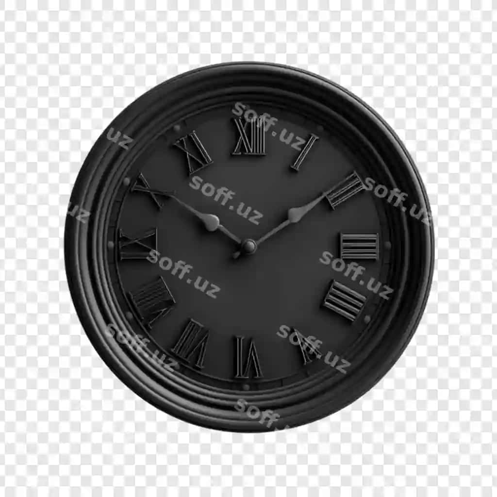 Qora klassik devor soati, Rim raqamlari bilan ishlangan soat | Black classic wall clock roman numerals timepiece