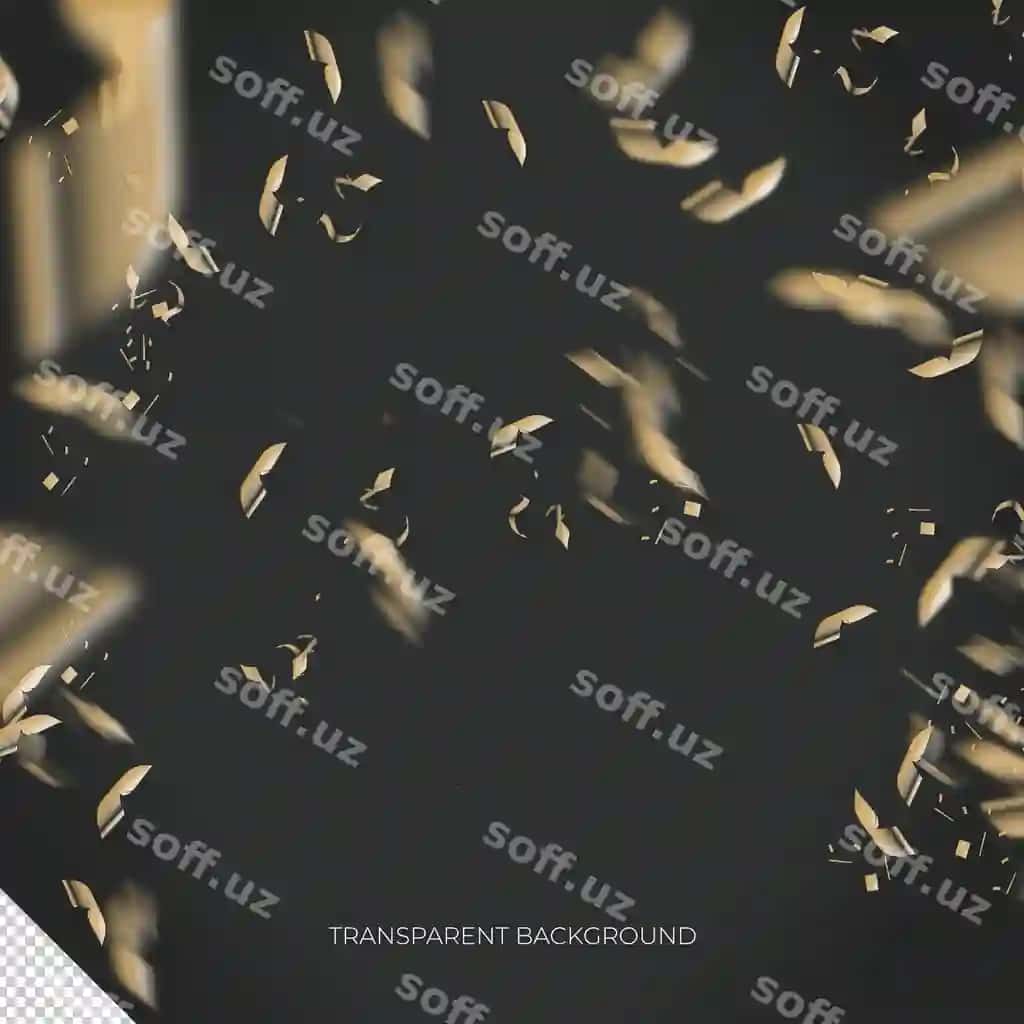 Oltin lenta konfetti shaffof qatlam 5 | Golden ribbons confetti transparent overlay 5