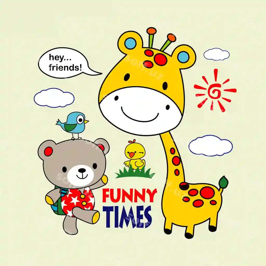 Chiroyli jangir dizayn karykatur vektor illustratsiyasi | Cute giraffe design cartoon vector illustration