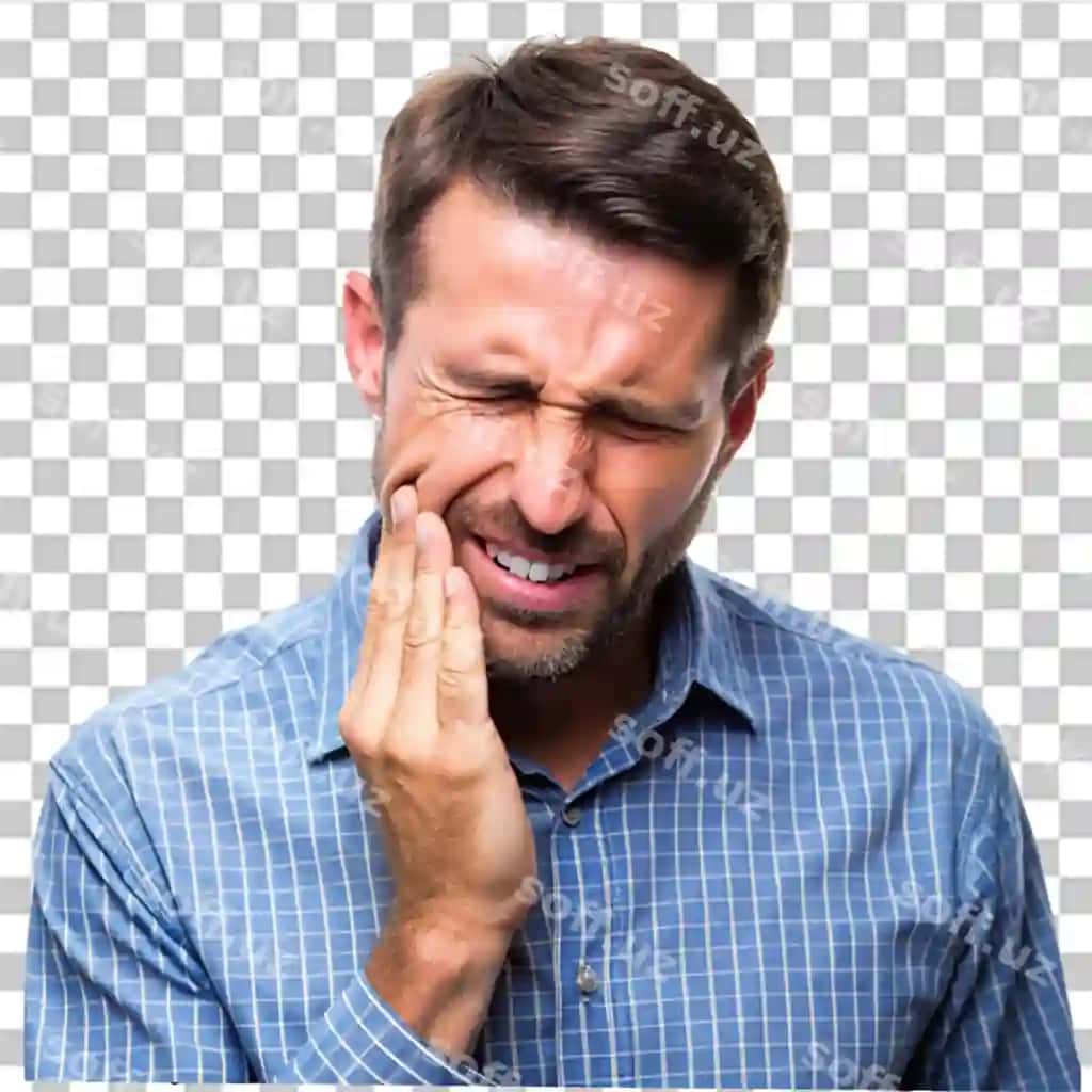 Toothache keltgan erkak olovchi shaffof fonda | Man with toothache isolated transparent background