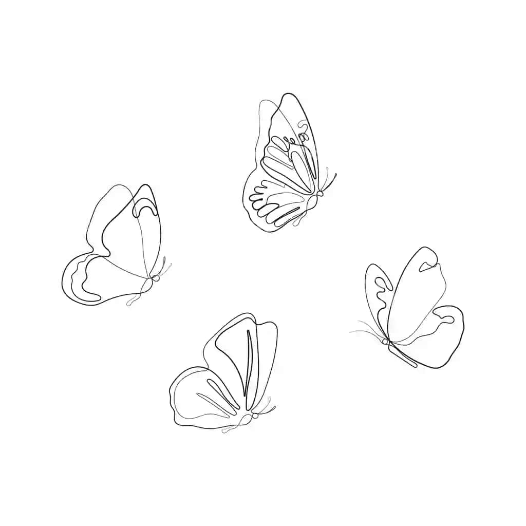 Parvayi bitta uzilmasli chiziq uslubida qo'l bilan chizilgan minimalizm | Butterfly one continuous line drawing style hand drawn minimalism