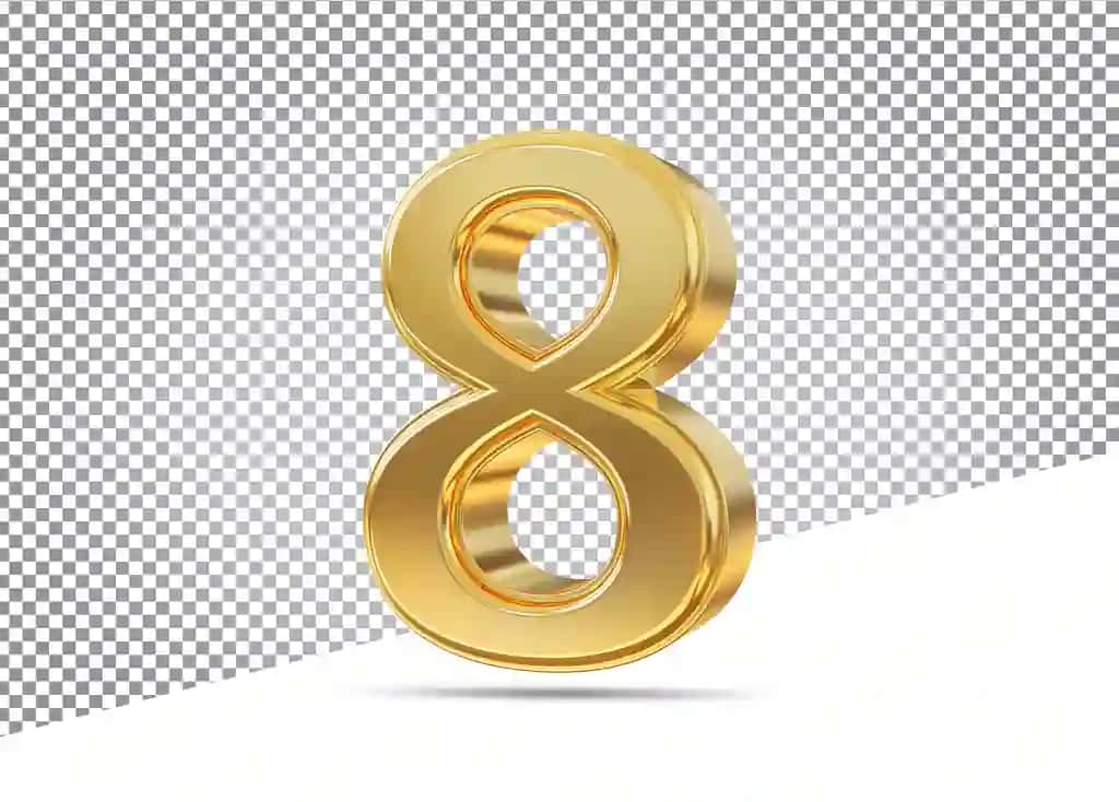 8 raqami oltin 3d | Number 8 golden 3d