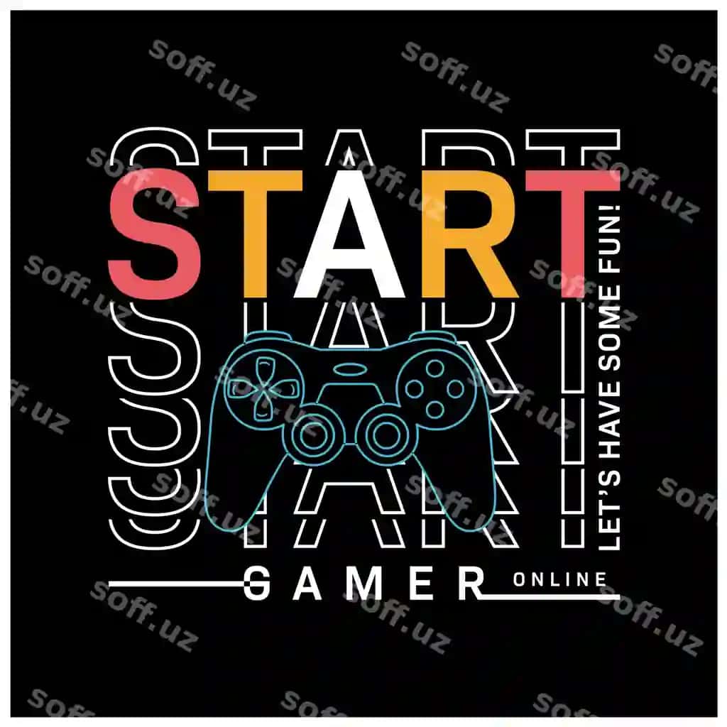 Boshlash o'yinchi tipografiya vektor futbolka dizayn illustratsiya | Start gamer typography vector t shirt design illustration
