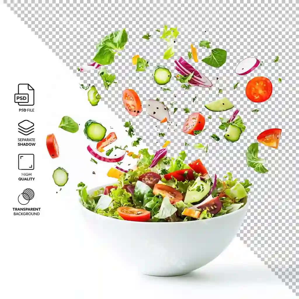 Taze aralash sabzilar orqa fonsiz ajraltirilgan holda qovushkaga tushayotgan. | Fresh mixed vegetables falling into bowl isolated without background
