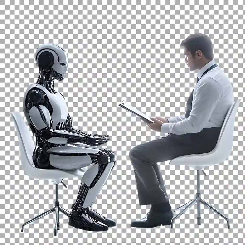 Png robot va insonga qarshi shaffof fon texnologiyasi futuristik | Png robot vs human against transparent background technology futuristic