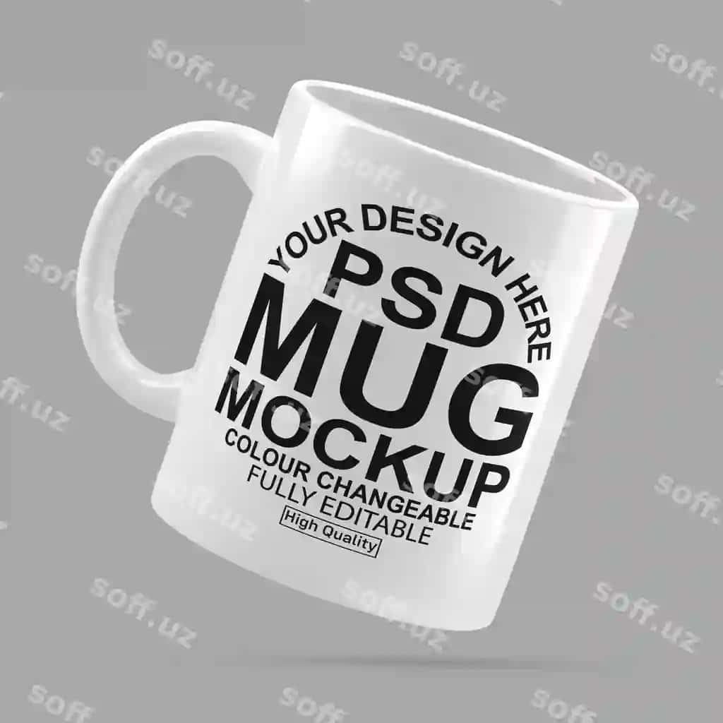 Oq sopol krujka maketi | White ceramic mug mockup