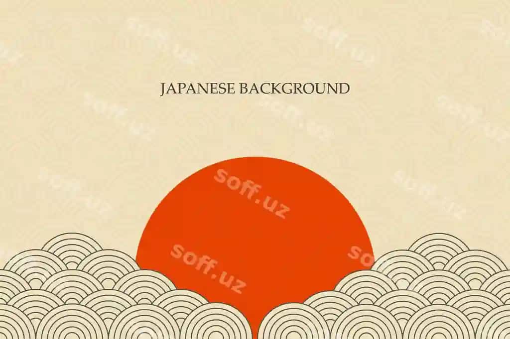 Yapon fon tushunchasi bilan quyosh buluti | Sun cloud with japanese background concept
