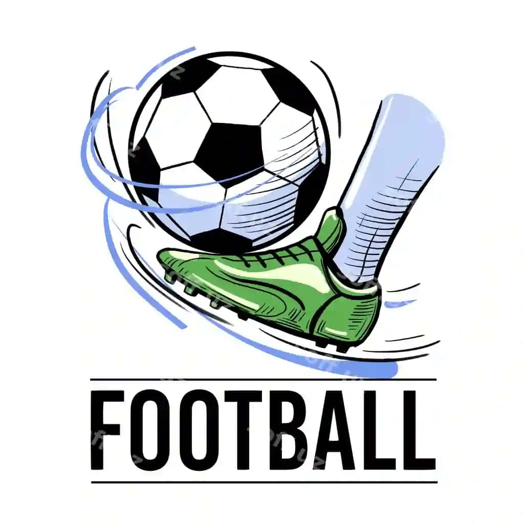 Futbol logotipi oyoq to'pni ayriladi vektor illustratsiyasi | Football logo boot kicks ball vector illustration
