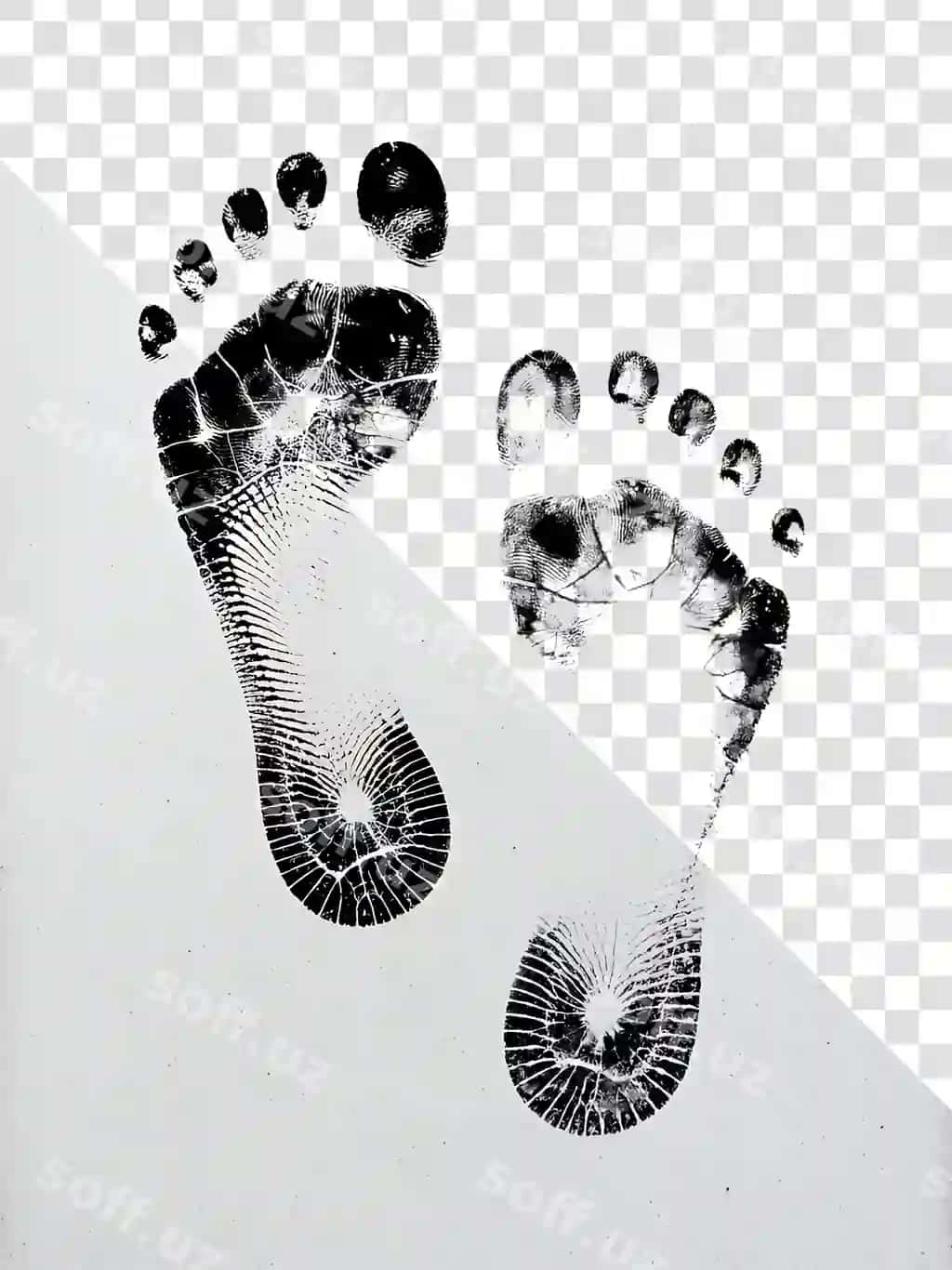 Kontrastli oyoq izlari minimalist oq fon | Contrasting footprints minimalist white background