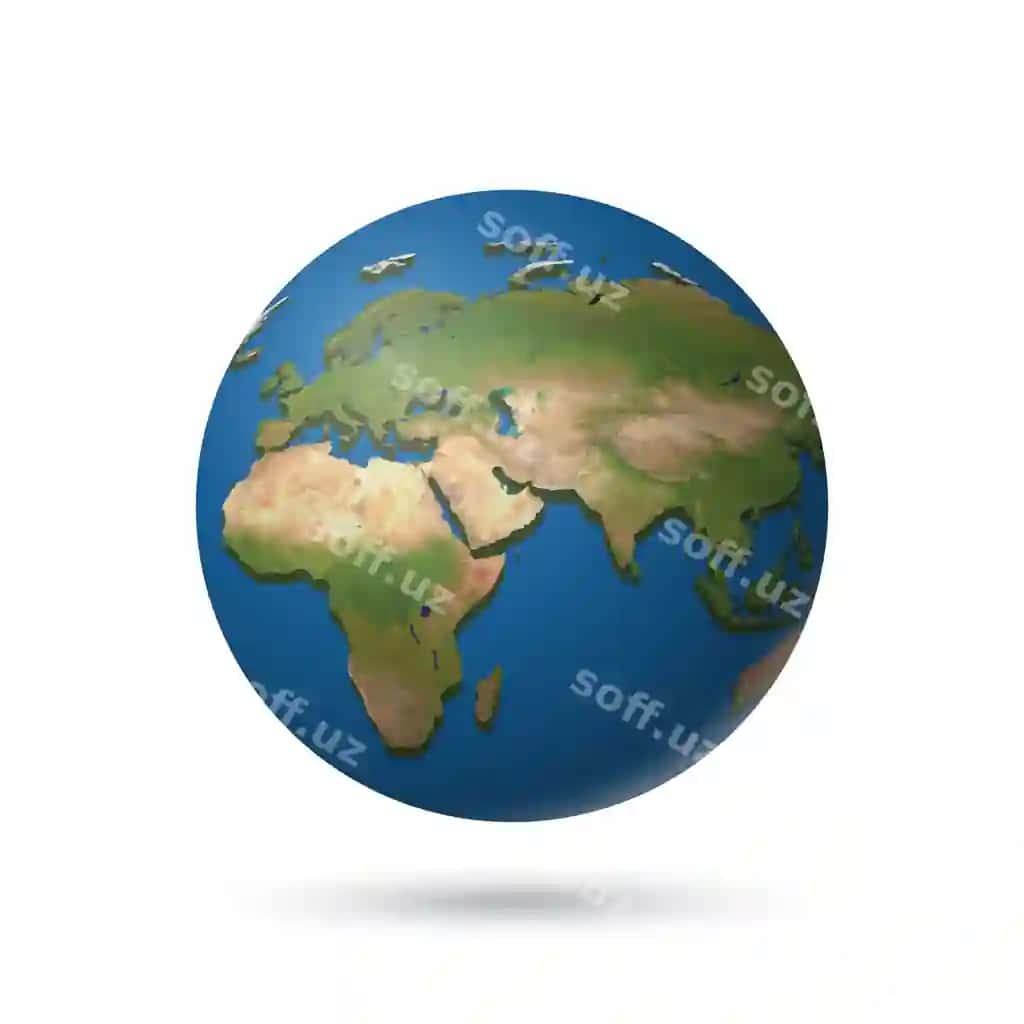 Yer sayyorasi relyefi globusi oq rangda izolyatsiya qilingan | Earth planet relief globe isolated white