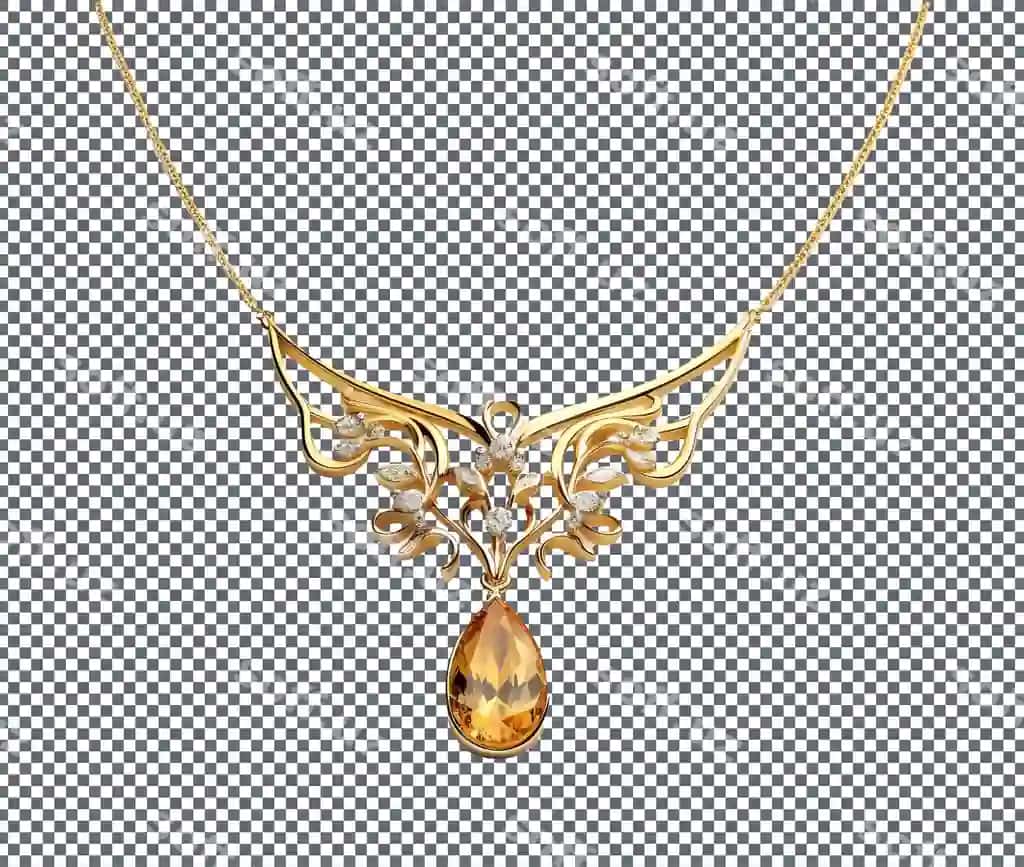 Chiroyli yuqori darajadagi oltin marjonlarni shaffof fonni ajratib turadi | Beautiful classy gold necklace isolate transparent background