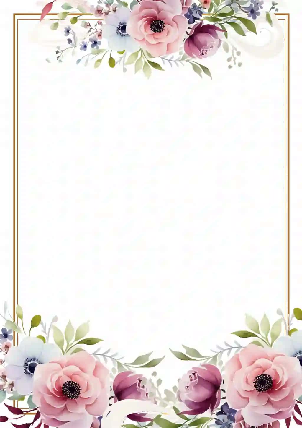 Flora gulli pushti ko'k zamonaviy gulchambar fon taklifnomasi | Pink blue modern wreath background invitation frame with flora flower