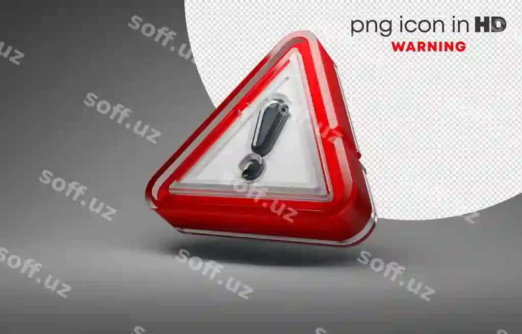 Yuqorida chap tomonda shaffof fonda ogohlantirish bilan 3D belgisi | 3d icon with transparent background warning left up