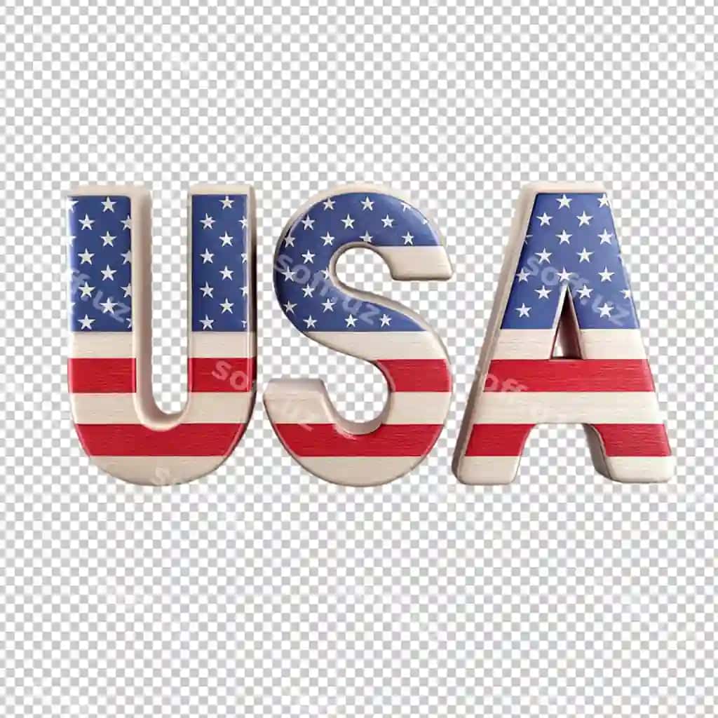 Foydalaning bayroq matn shaffof orqa fonda | Usa flag text transparent background