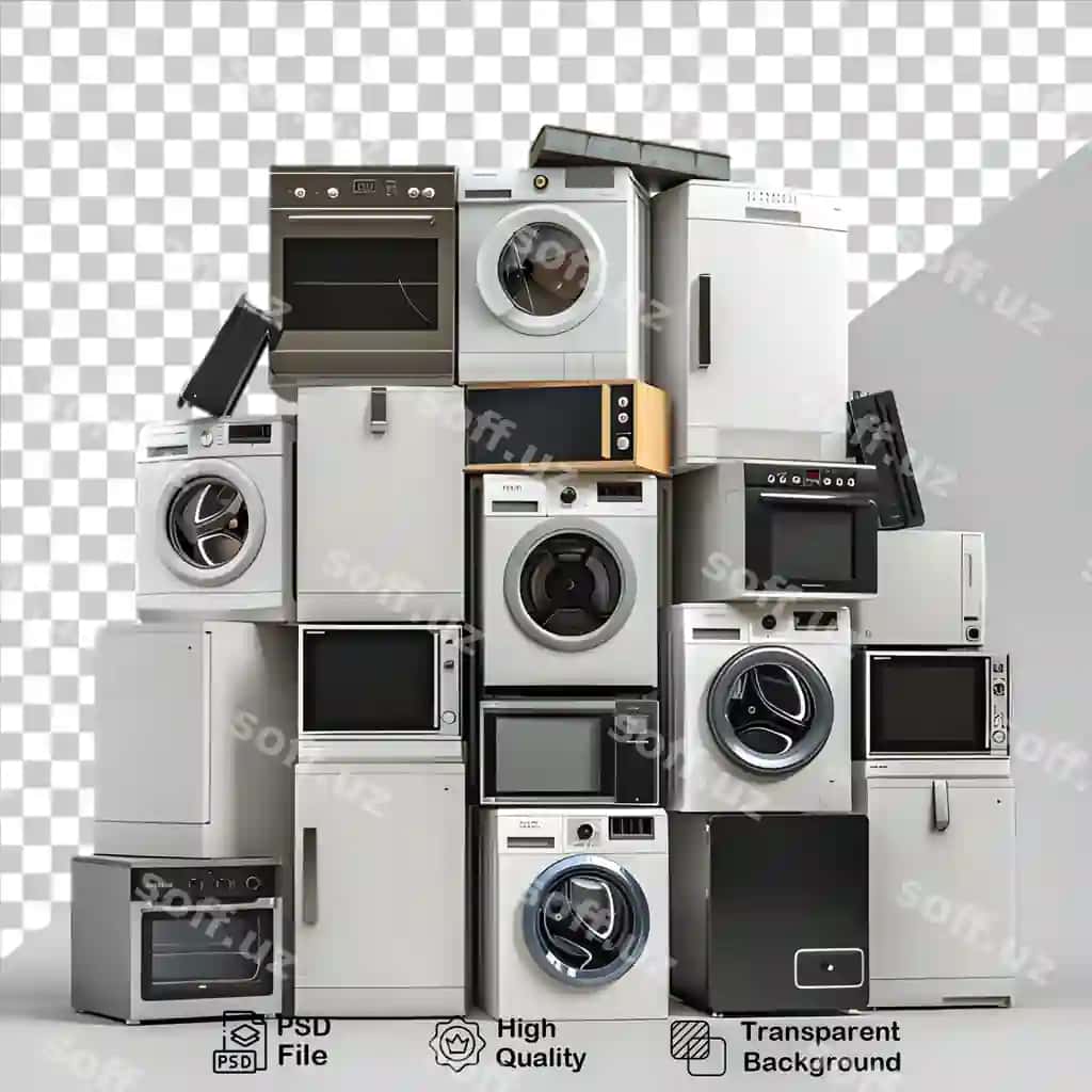 To'plam oshxona jihozlari ajraltirilgan shaffof fonda | Collection kitchen appliances isolated transparent background